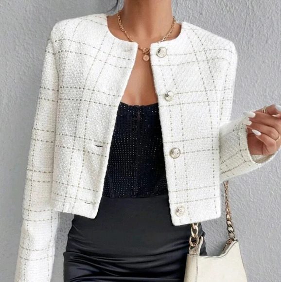 Jackets & Blazers - Plaid Pattern Button Front Overcoat